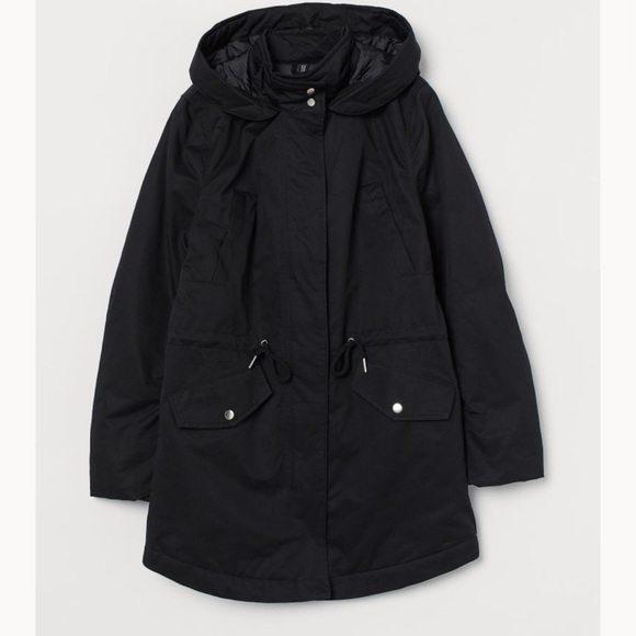 Divided H&M Zip UP & Button Up Black Hooded Coat | SIZE XS - Picture 2 of 10